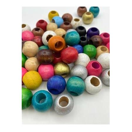 100 gr Ahşap Boncuk Renkli  20 mm